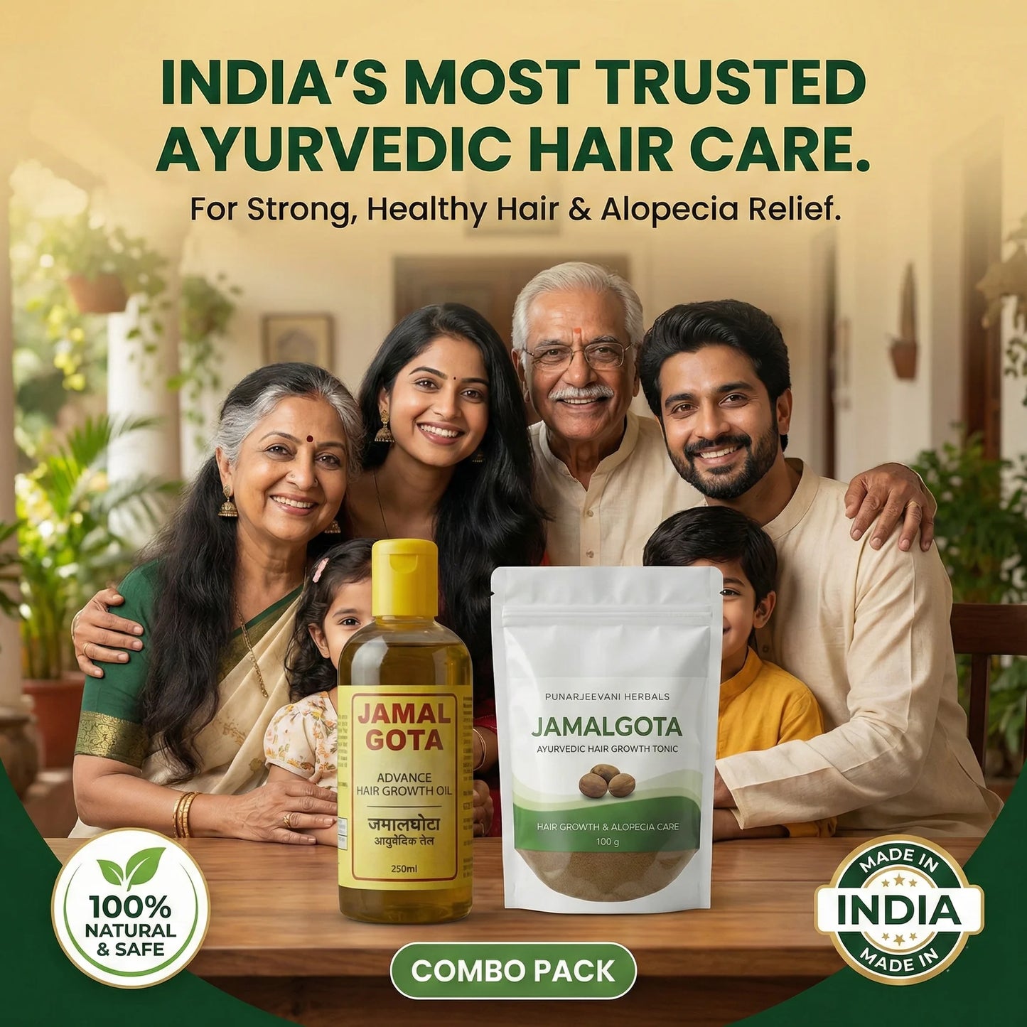 Advanced Jamalgota Herbal Hair Oil With Powder-100% Intense Hair Care