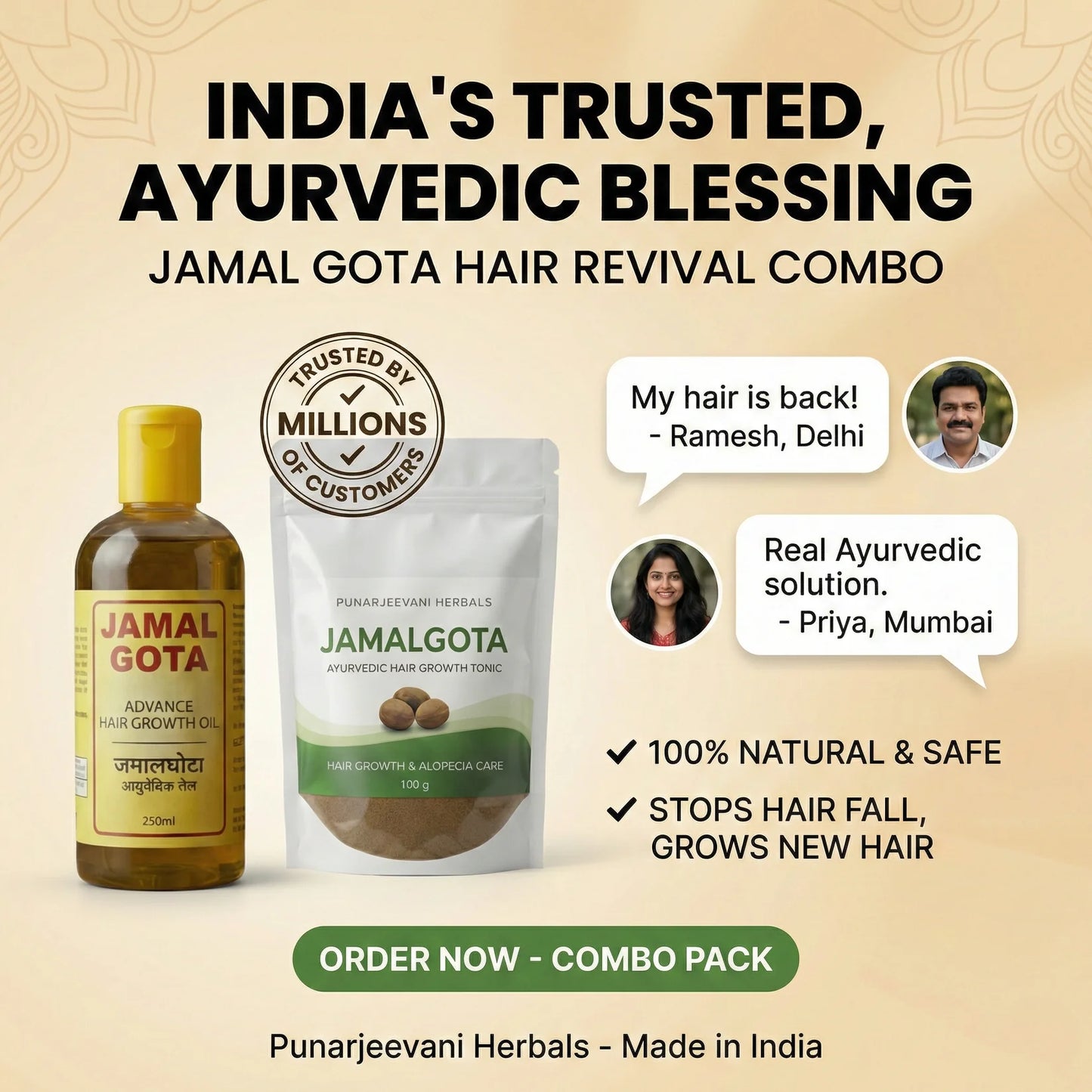 Advanced Jamalgota Herbal Hair Oil With Powder-100% Intense Hair Care